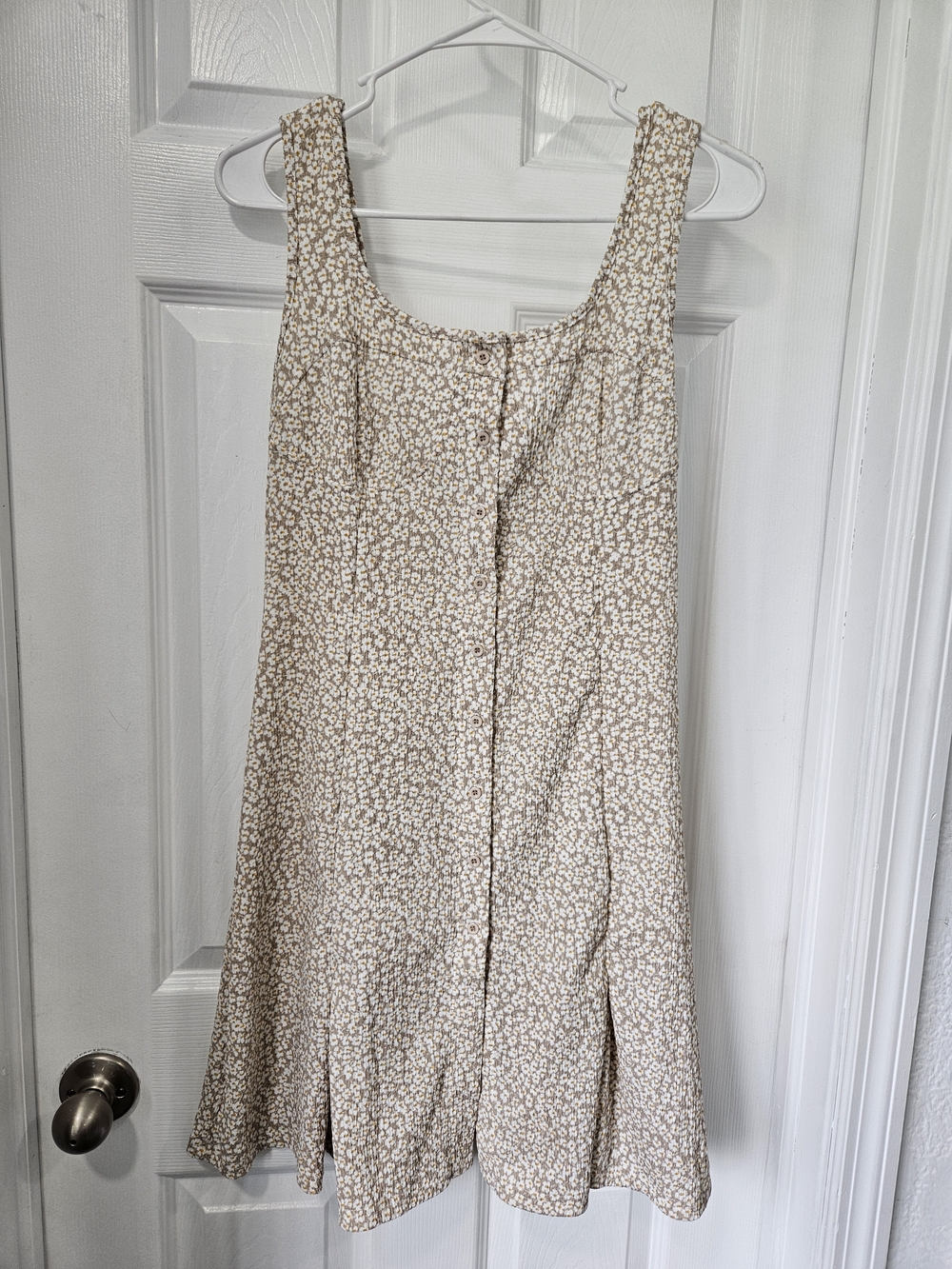 SHEIN Beige Floral Button-Front Midi Sundress
